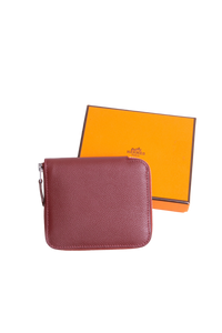 HERMÈS SILK IN COMPACT WALLET ROUGE H/RUBIS