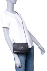 PRADA PATTINA CHAIN GLACE CALFSKIN BLACK