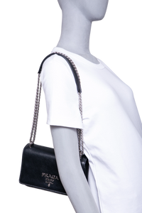 PRADA PATTINA CHAIN GLACE CALFSKIN BLACK