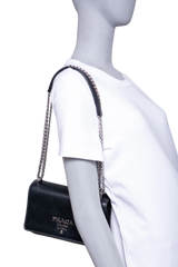 PRADA PATTINA CHAIN GLACE CALFSKIN BLACK