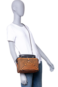 FENDI DOTCOM STRIPED HYPNOTIC SUEDE BLACK/ORANGE