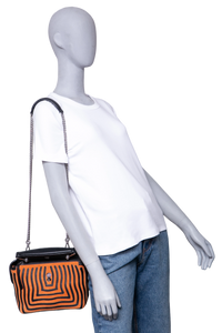 FENDI DOTCOM STRIPED HYPNOTIC SUEDE BLACK/ORANGE