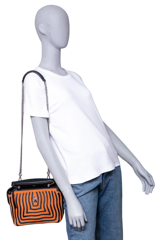 FENDI DOTCOM STRIPED HYPNOTIC SUEDE BLACK/ORANGE