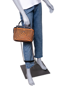 FENDI DOTCOM STRIPED HYPNOTIC SUEDE BLACK/ORANGE