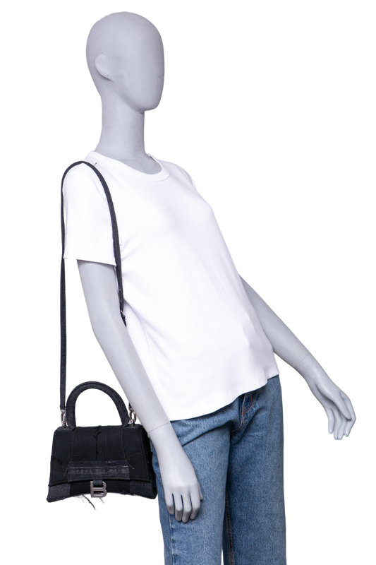 BALENCIAGA HOURGLASS TOP HANDLE PATCHWORK DENIM