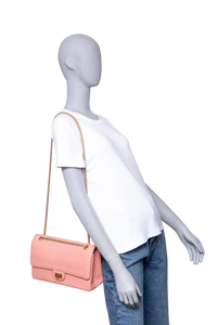 CHANEL REISSUE 2.55 SHEEPSKIN CHEVRON DOUBLE FLAP ROSE