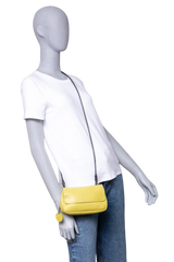 BOTTEGA DISCO CROSSBODY INTRECCIATO LIME