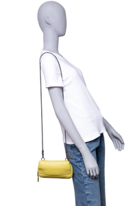 BOTTEGA DISCO CROSSBODY INTRECCIATO LIME