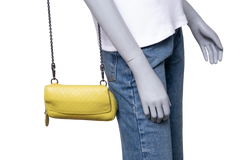 BOTTEGA DISCO CROSSBODY INTRECCIATO LIME