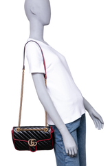 GUCCI GG MARMONT SMALL BLACK AND RED