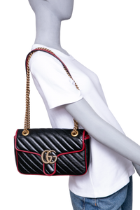 GUCCI GG MARMONT SMALL BLACK AND RED
