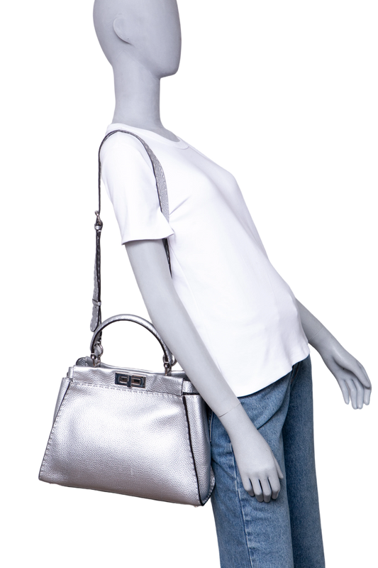 FENDI PEEKABOO MEDIUM CUOIO ROMANO ARGENTO