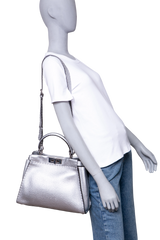 FENDI PEEKABOO MEDIUM CUOIO ROMANO ARGENTO