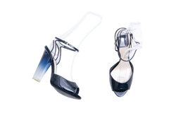 DIOR NAVY PATENT ACRYLIC HEELS - 37 BR