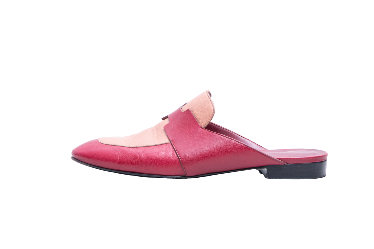 HERMÈS MULE CATENA ROUGE SANGRIA/ROSE AUBE - 38 BR