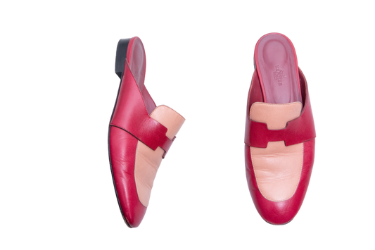 HERMÈS MULE CATENA ROUGE SANGRIA/ROSE AUBE - 38 BR