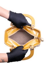 DIOR LADY DIOR CANNAGE MEDIUM PATENT MUSTARD