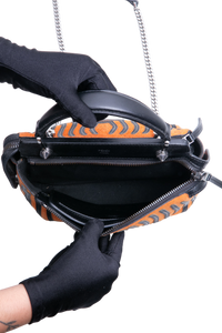 FENDI DOTCOM STRIPED HYPNOTIC SUEDE BLACK/ORANGE