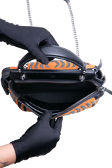 FENDI DOTCOM STRIPED HYPNOTIC SUEDE BLACK/ORANGE