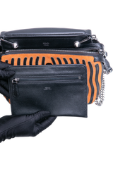 FENDI DOTCOM STRIPED HYPNOTIC SUEDE BLACK/ORANGE