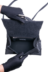 BALENCIAGA HOURGLASS TOP HANDLE PATCHWORK DENIM