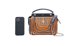 FENDI DOTCOM STRIPED HYPNOTIC SUEDE BLACK/ORANGE