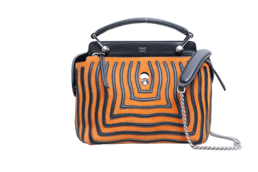 FENDI DOTCOM STRIPED HYPNOTIC SUEDE BLACK/ORANGE