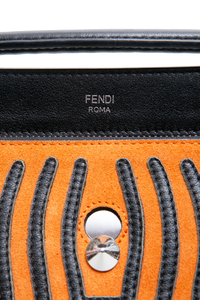 FENDI DOTCOM STRIPED HYPNOTIC SUEDE BLACK/ORANGE