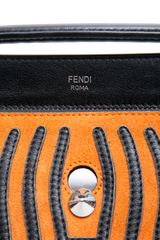 FENDI DOTCOM STRIPED HYPNOTIC SUEDE BLACK/ORANGE