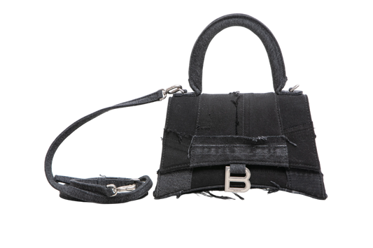 BALENCIAGA HOURGLASS TOP HANDLE PATCHWORK DENIM