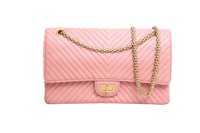 CHANEL REISSUE 2.55 SHEEPSKIN CHEVRON DOUBLE FLAP ROSE