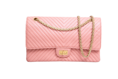 CHANEL REISSUE 2.55 SHEEPSKIN CHEVRON DOUBLE FLAP ROSE