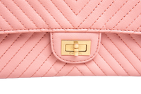 CHANEL REISSUE 2.55 SHEEPSKIN CHEVRON DOUBLE FLAP ROSE