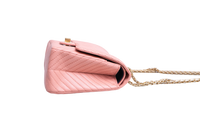 CHANEL REISSUE 2.55 SHEEPSKIN CHEVRON DOUBLE FLAP ROSE