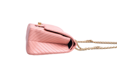 CHANEL REISSUE 2.55 SHEEPSKIN CHEVRON DOUBLE FLAP ROSE