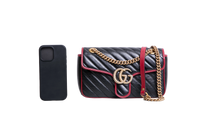 GUCCI GG MARMONT SMALL BLACK AND RED
