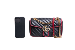 GUCCI GG MARMONT SMALL BLACK AND RED