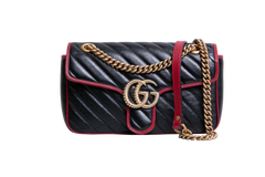 GUCCI GG MARMONT SMALL BLACK AND RED