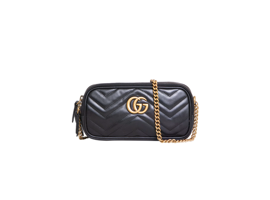 GUCCI GG MARMONT CAMERA BAG TRIPLE-ZIP MATELASSÊ BLACK