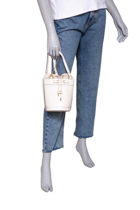 GUCCI HORSEBIT 1955 BUCKET LEATHER IVORY