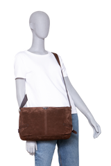 PRADA SUEDE SHOULDER BAG DARK BROWN