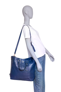 PRADA SHOPPING TOTE SOFT CALFSKIN BLUETTE