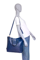 PRADA SHOPPING TOTE SOFT CALFSKIN BLUETTE