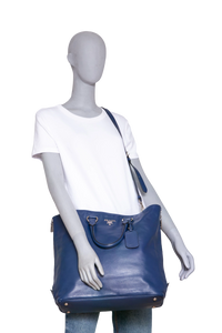 PRADA SHOPPING TOTE SOFT CALFSKIN BLUETTE