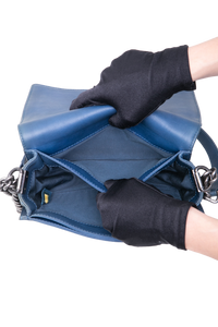 CHANEL BOY SHOULDER BAG LAMBSKIN BLUE