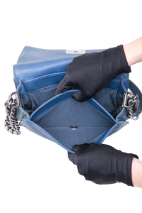 CHANEL BOY SHOULDER BAG LAMBSKIN BLUE