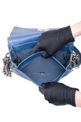 CHANEL BOY SHOULDER BAG LAMBSKIN BLUE