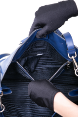 PRADA SHOPPING TOTE SOFT CALFSKIN BLUETTE
