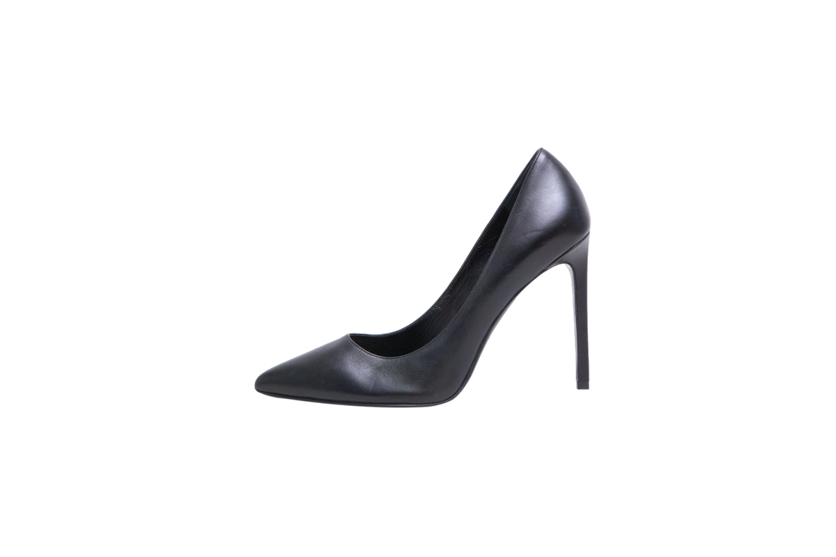 YSL POINTED TOE LEATHER BLACK - 37 BR