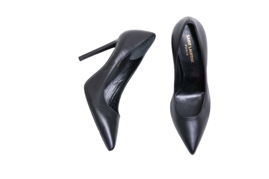 YSL POINTED TOE LEATHER BLACK - 37 BR